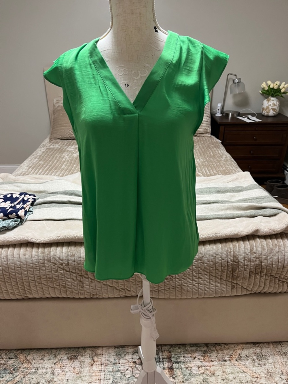 Green ruffle blouse top - NWT - size small